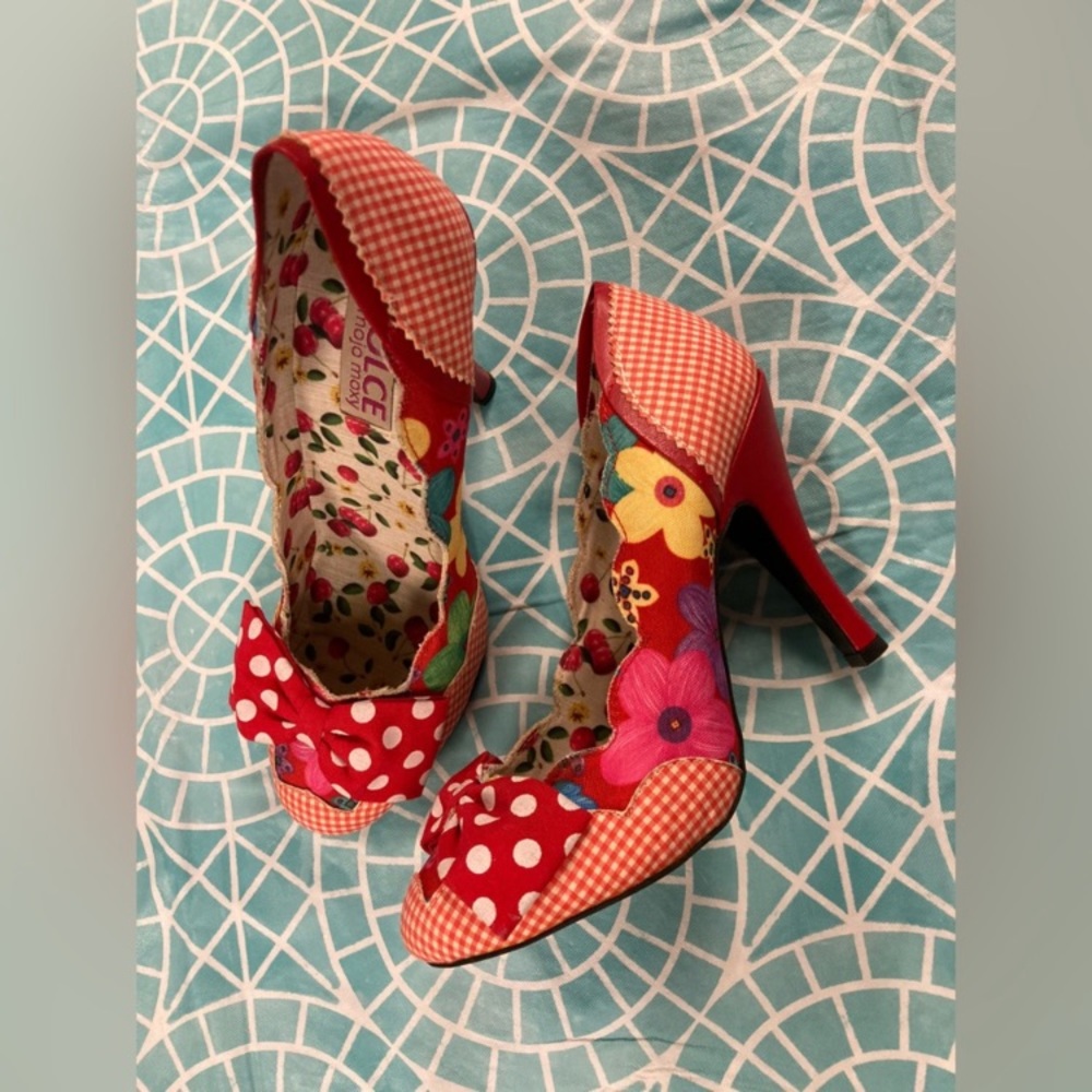 Dolce by mojo moxie multi-color polka dot shoes.